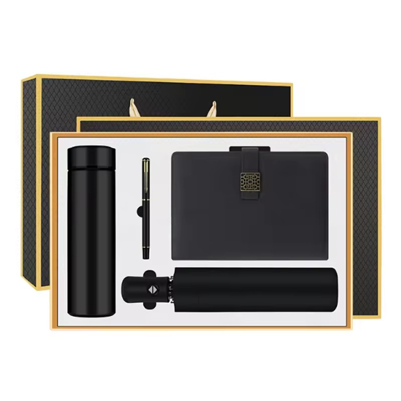 Corporate Notebook Gift Set with A5 Notebook, Pen, Bottle and Umbrella