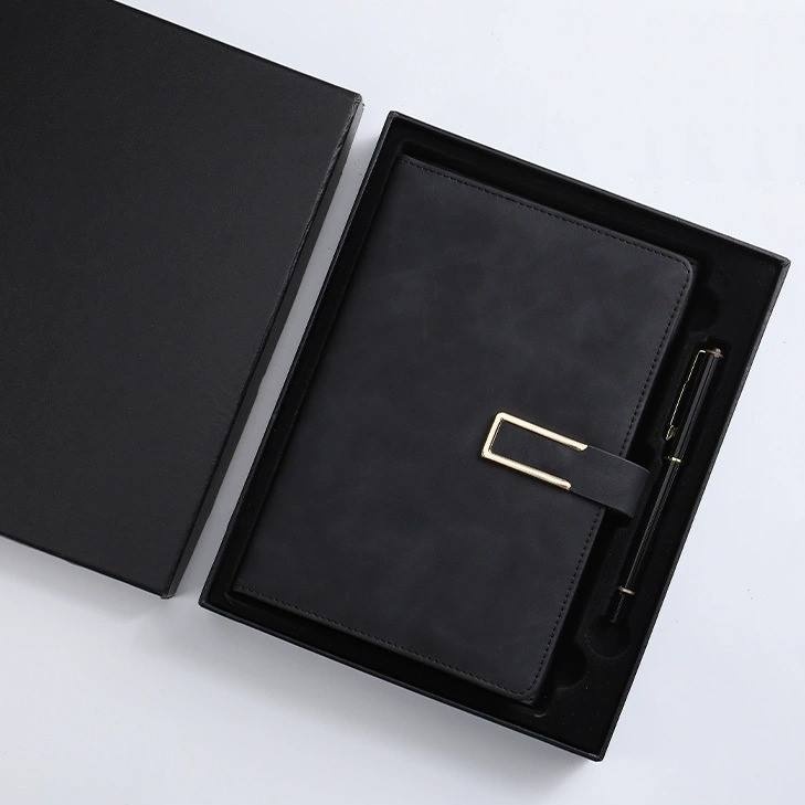 Corporate Notebook Gift Set with A5 perfect binding notebook and Metal pen.