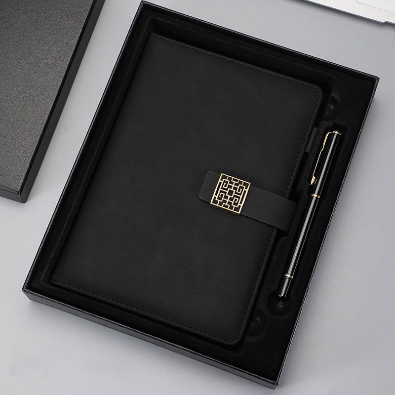 Corporate Notebook Gift Set with A5 perfect binding notebook and Metal pen.