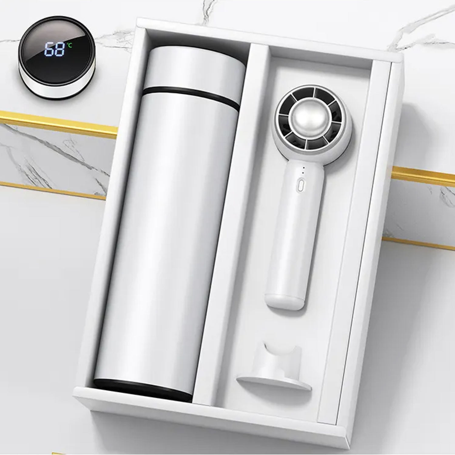 Portable Mini Fan & Vacuum Flask Corporate Gift Set