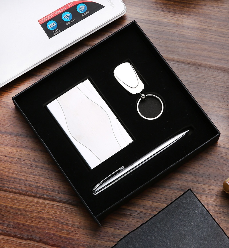 Metal card holder, Metal pen and Metal keychain gift set